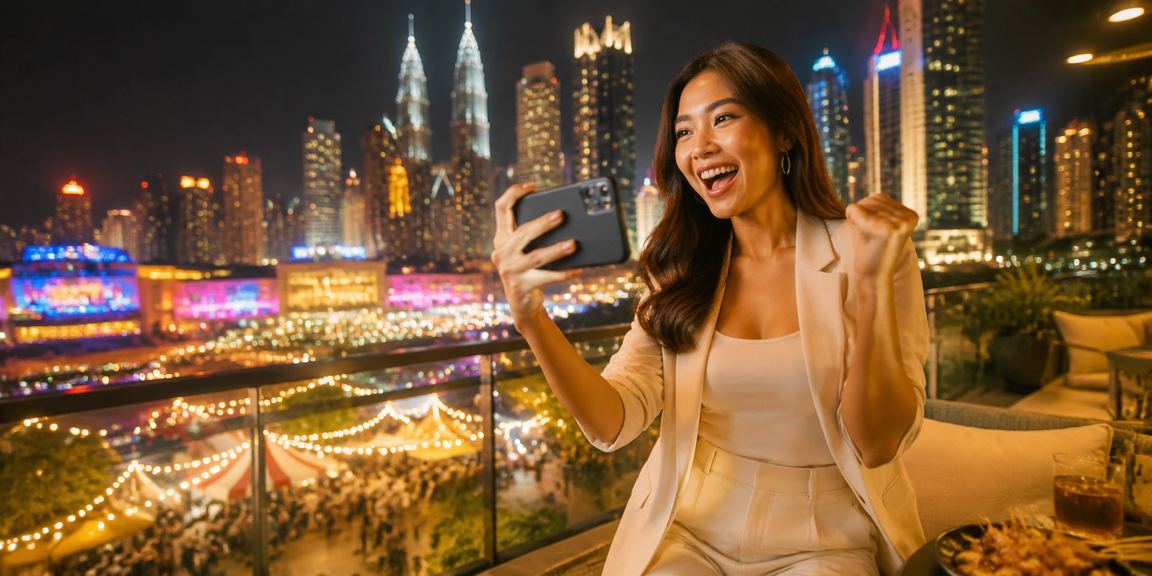 Pemain kasino mudah alih di Kuala Lumpur memainkan Blackjack dalam talian
